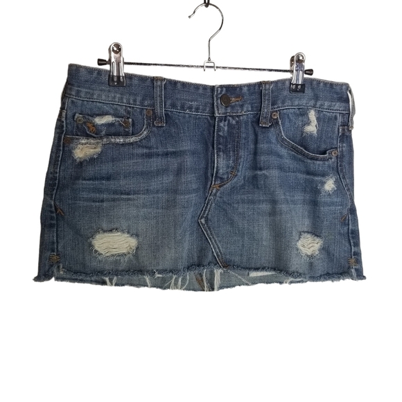 Vtg y2k Abercrombie moose distressed jean Micro mini skirt